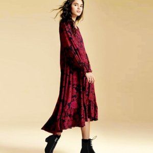 Anthropologie Let Me Be Sharlene Midi Floral Tiered Dress 4